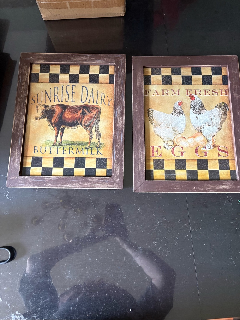 Farmhouse Sunrise Dairy & Eggs Framed Wall Art - Brown